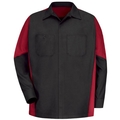 Workwear Outfitters Men's Long Sleeve Two-Tone Crew Shirt Black/ Red, Medium SY10BR-RG-M